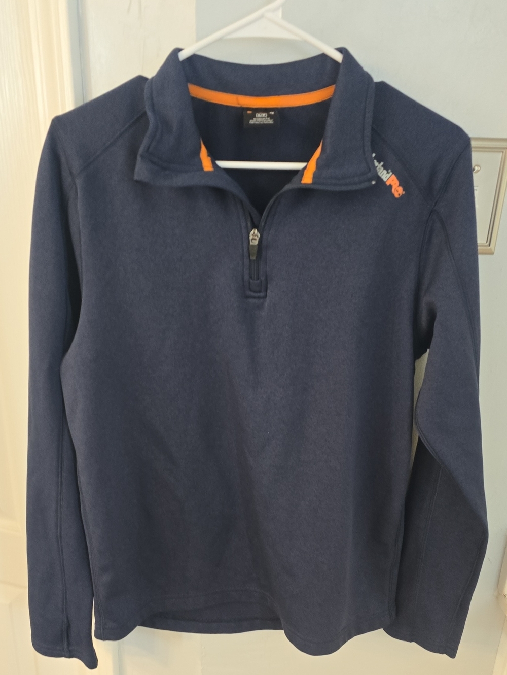 Timberland PRO Navy Half-Zip Sweater with Orange Trim